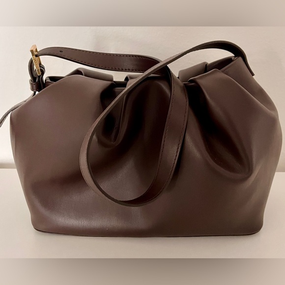 Themoirè Lara Pleated Adjustable Shoulder Bag Ebony Made in Italy, like new - Picture 4 of 8